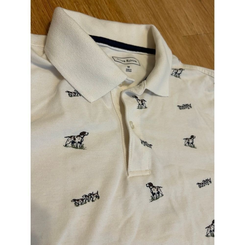 Men's Hunting Dog Preppy Old Money Print Polo Shirt Casual Club Room Medium - Picture 6 of 10